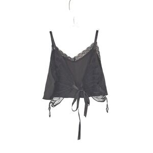 Women's Butterfly Lace Sheer Vamp Whimsigoth Coquette Tank Top Ribbed Medium